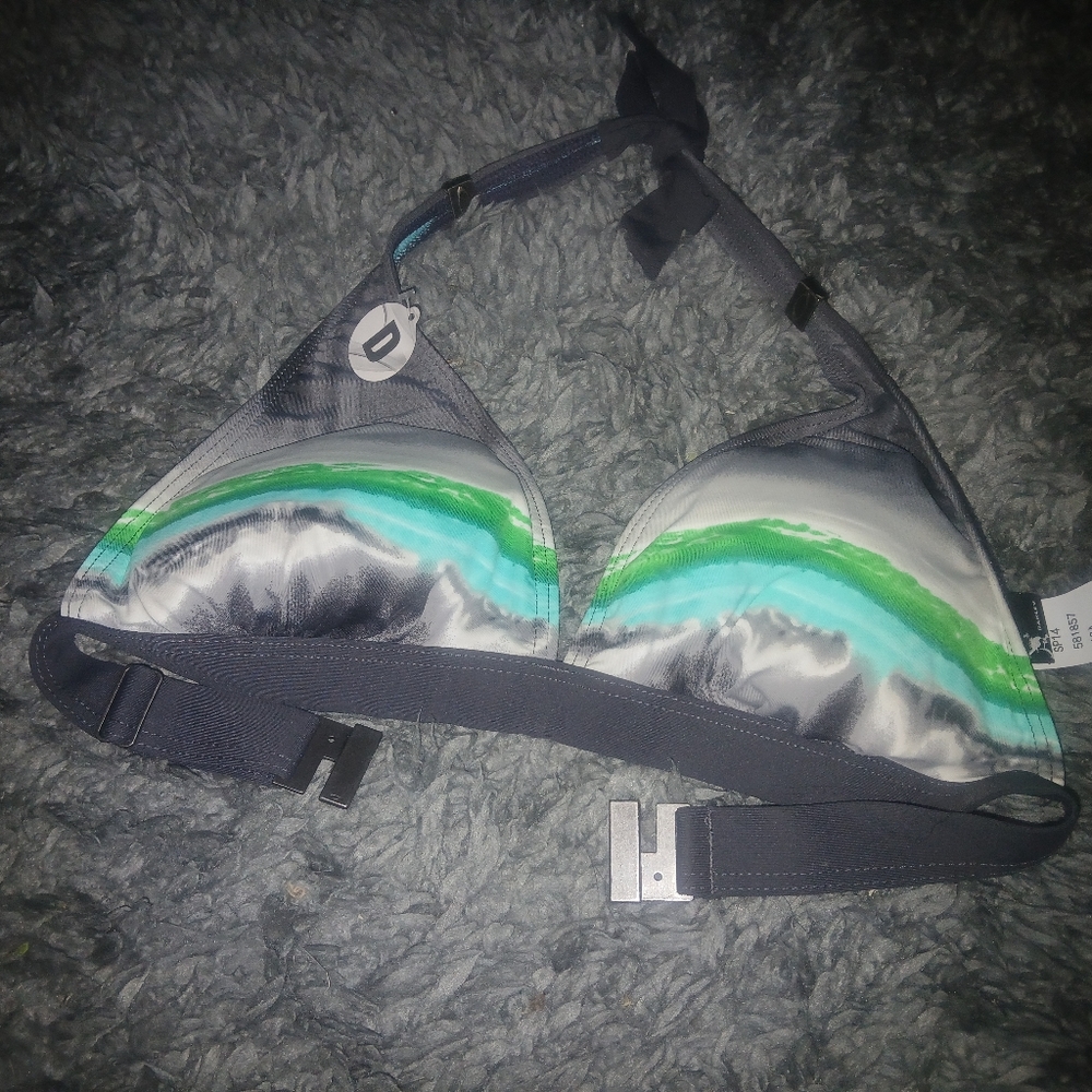 Oakley Gray and Green Bikini Top